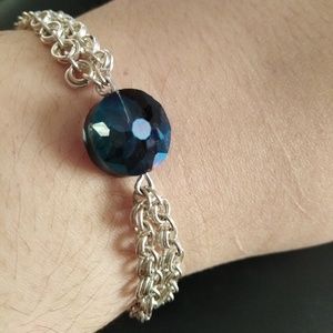 Sterling silver double banded chain bracelet